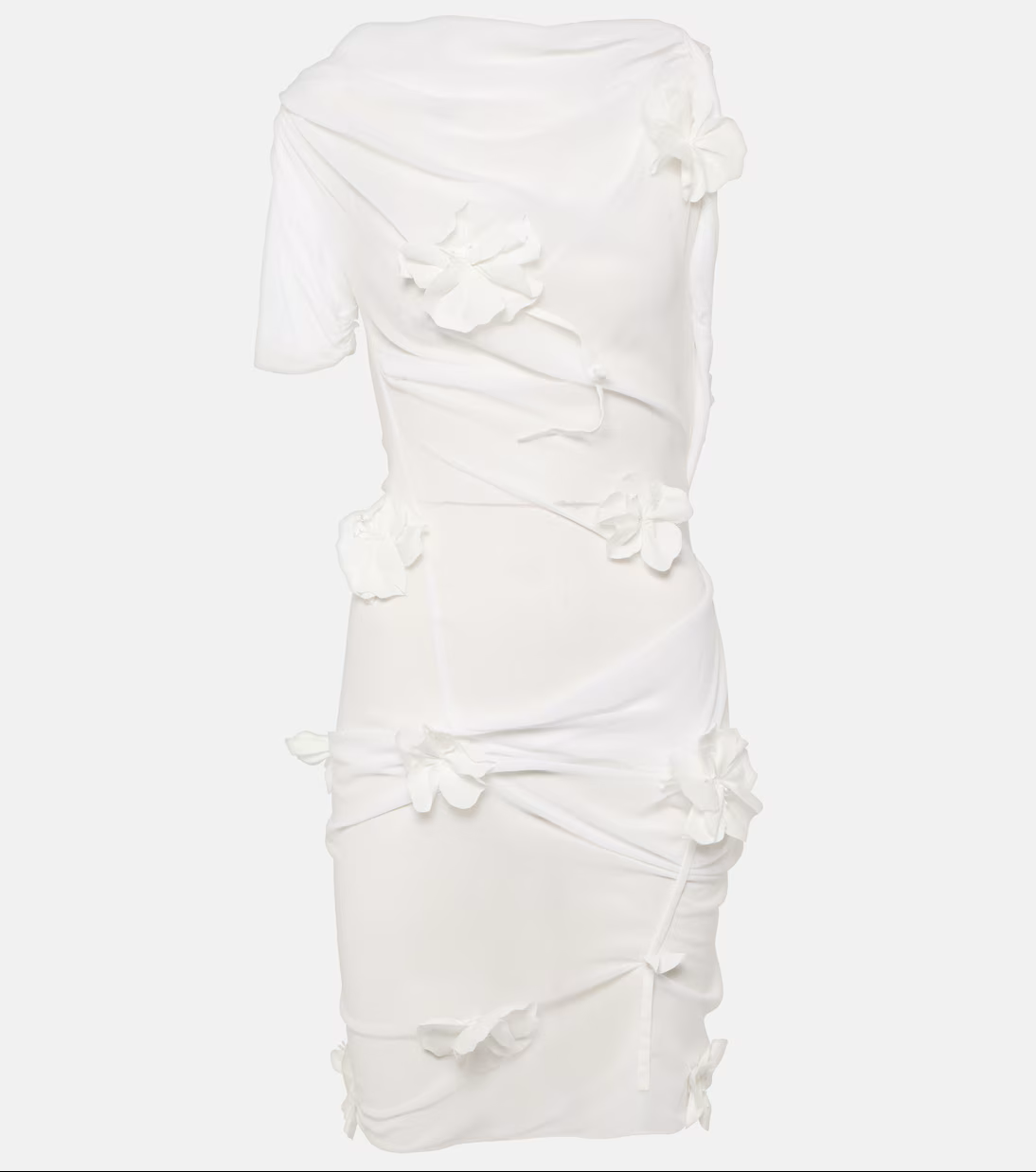 Jacquemus La Mini Robe Bocciolo Silk-Blend Mini Dress in White