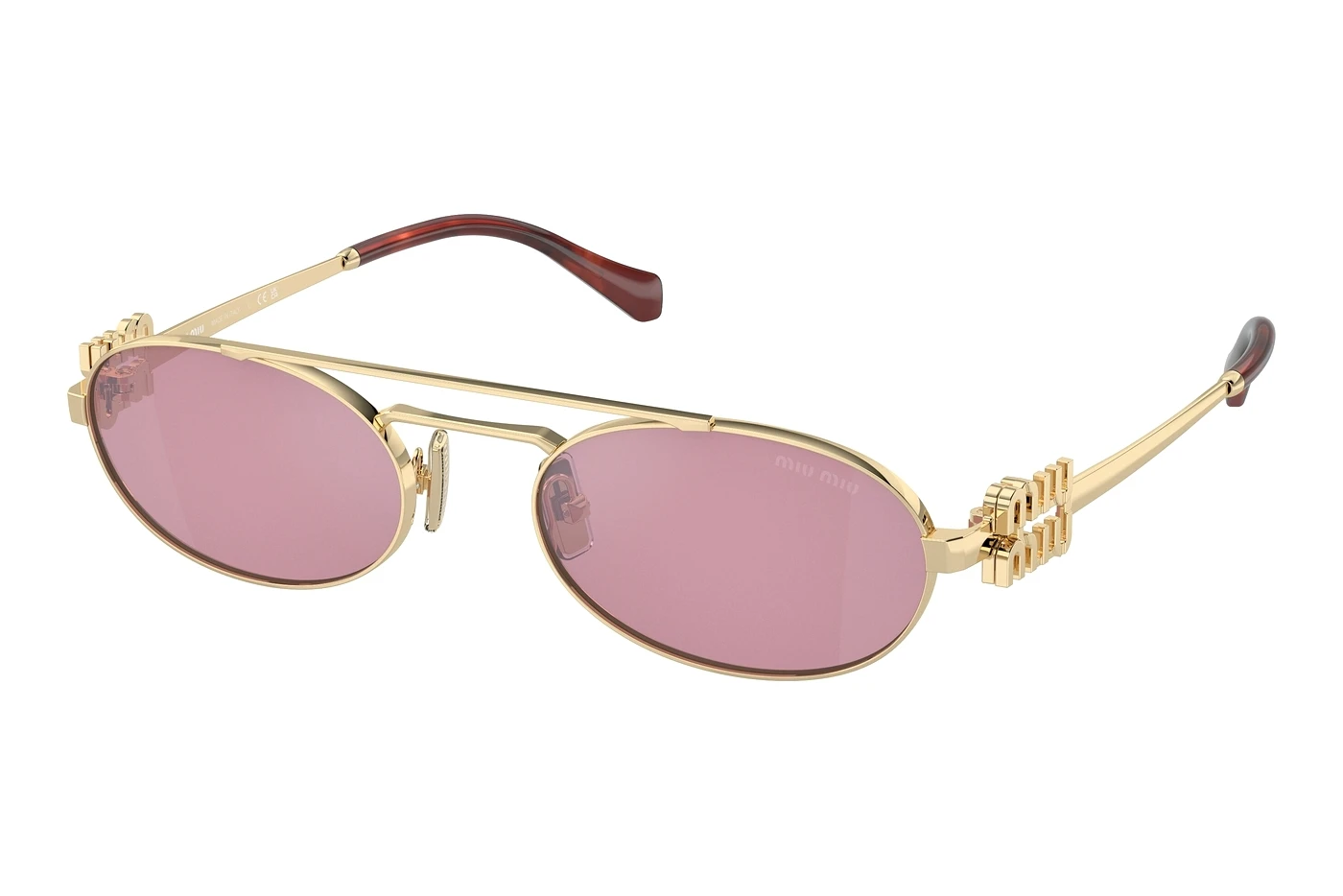 Miu Miu MU 54ZS Sunglasses in Pale Gold / Dark Pink Silver