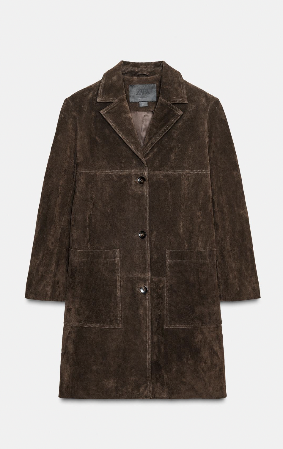 Zara ZW Collection 100% Suede Leather Coat
