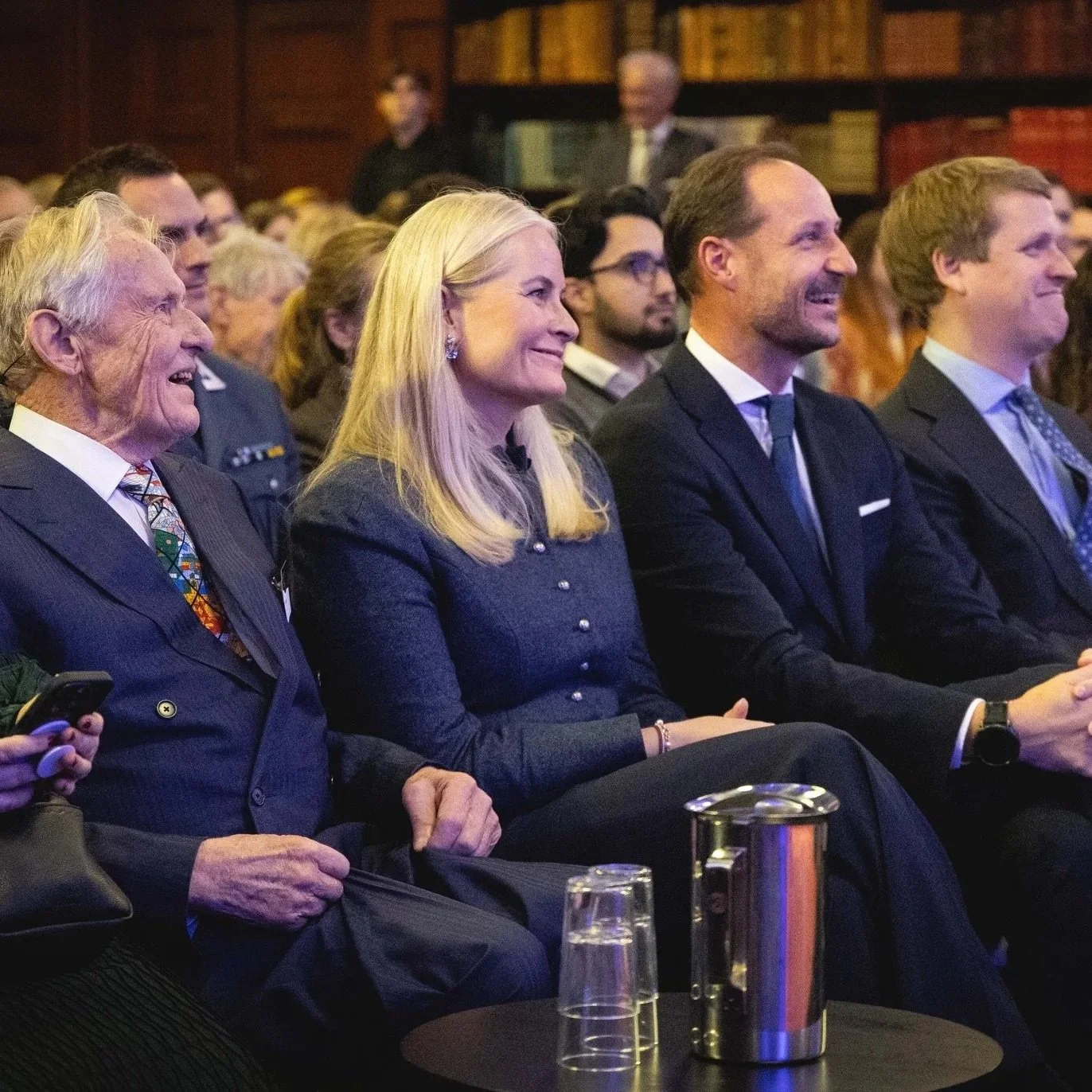 Crown Prince Haakon and Crown Princess Mette-Marit attend launch of Tore Godal's biography