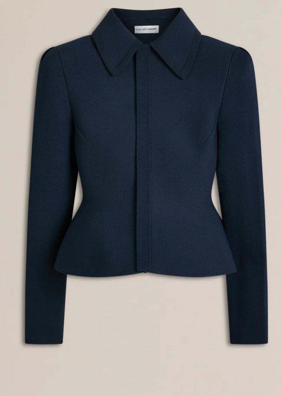 Scanlan Theodore Crepe Knit Peplum Collar Jacket