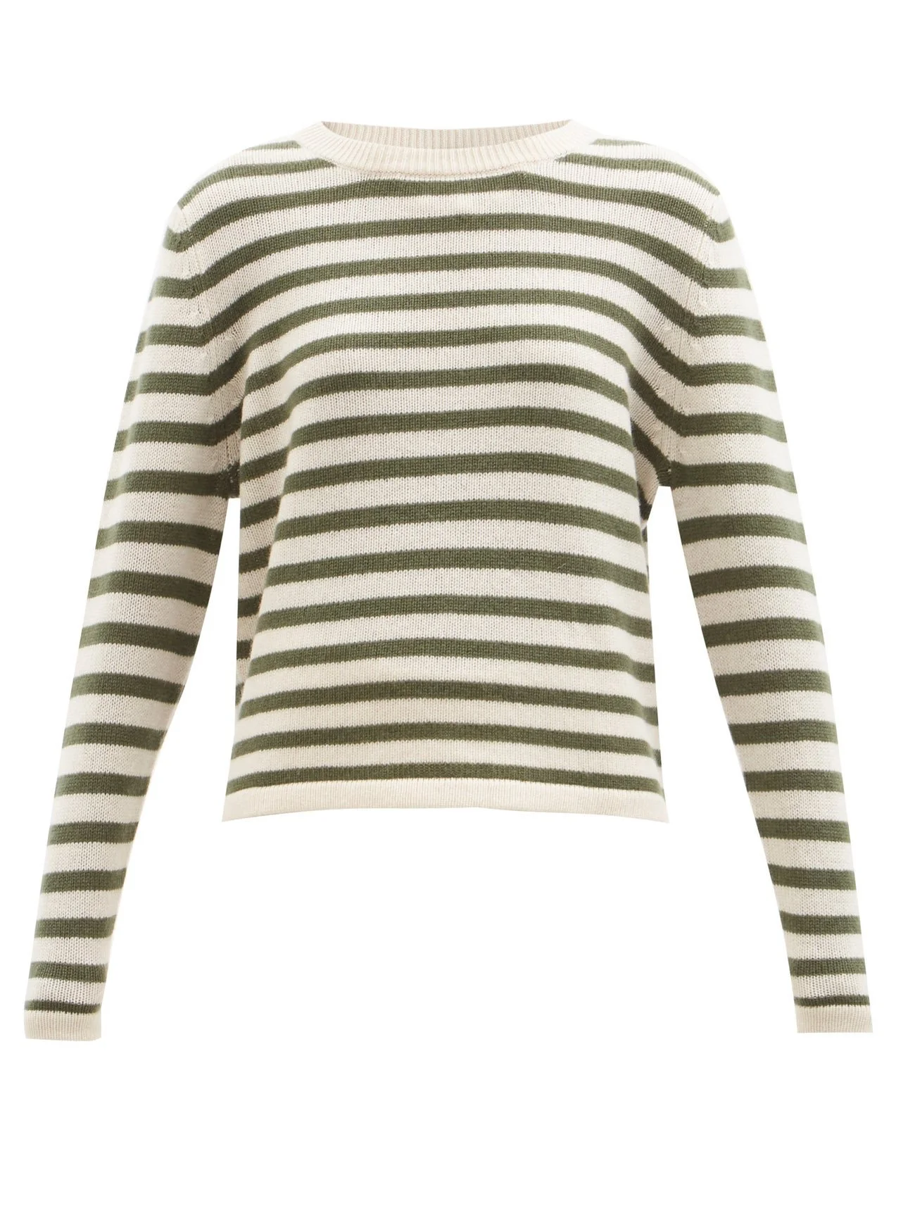 Allude Striped Sweater in White/Cedar