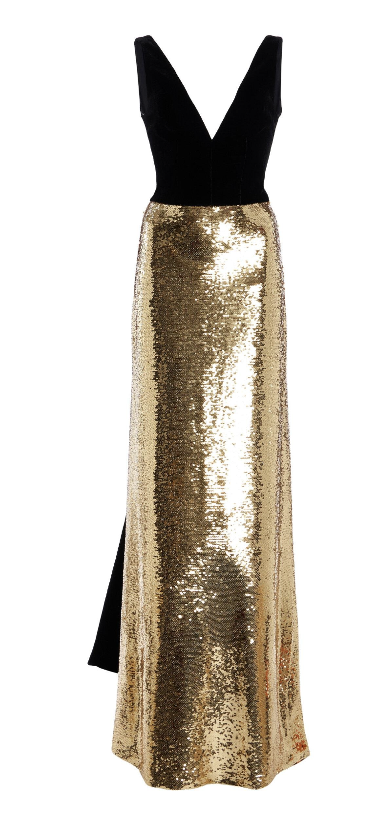 Monique Lhuillier Velvet &amp; Sequin Gown in Noir Gold