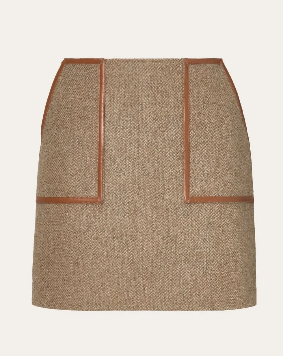 By Malina Andine Mini Skirt in Taupe