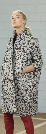 Natan Couture Wool Belted Embroidered Coat