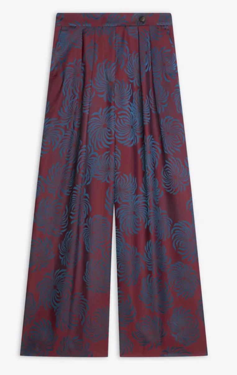 Dries Van Noten Pamplona Trousers in Burgundy Jacquard