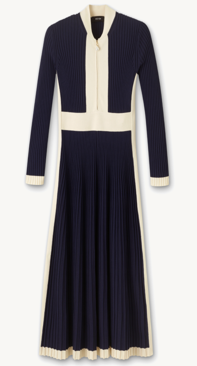 ME and EM Contrast Panel Pearl Zip Maxi Dress