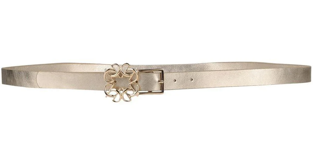 Elie Saab Logo Thin Leather Belt in White