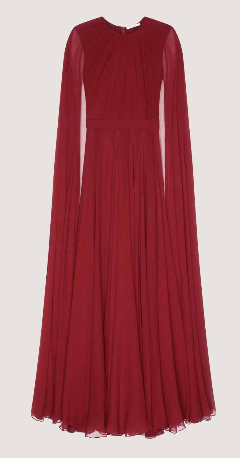 Givenchy Cape Silk Crepon Evening Dress