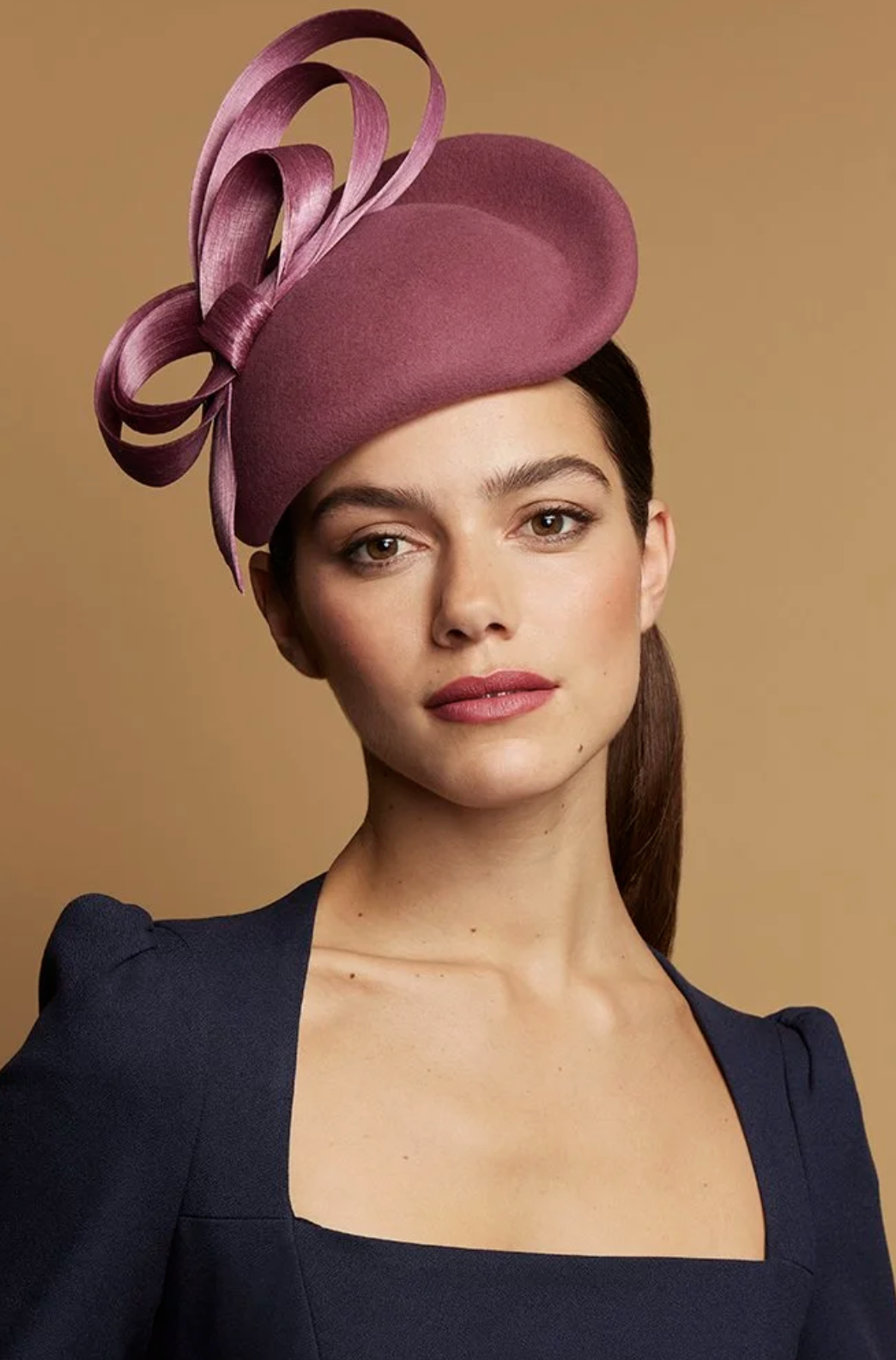 Juliette Botterill Felt Teardrop Hat with Silk Abaca Bow