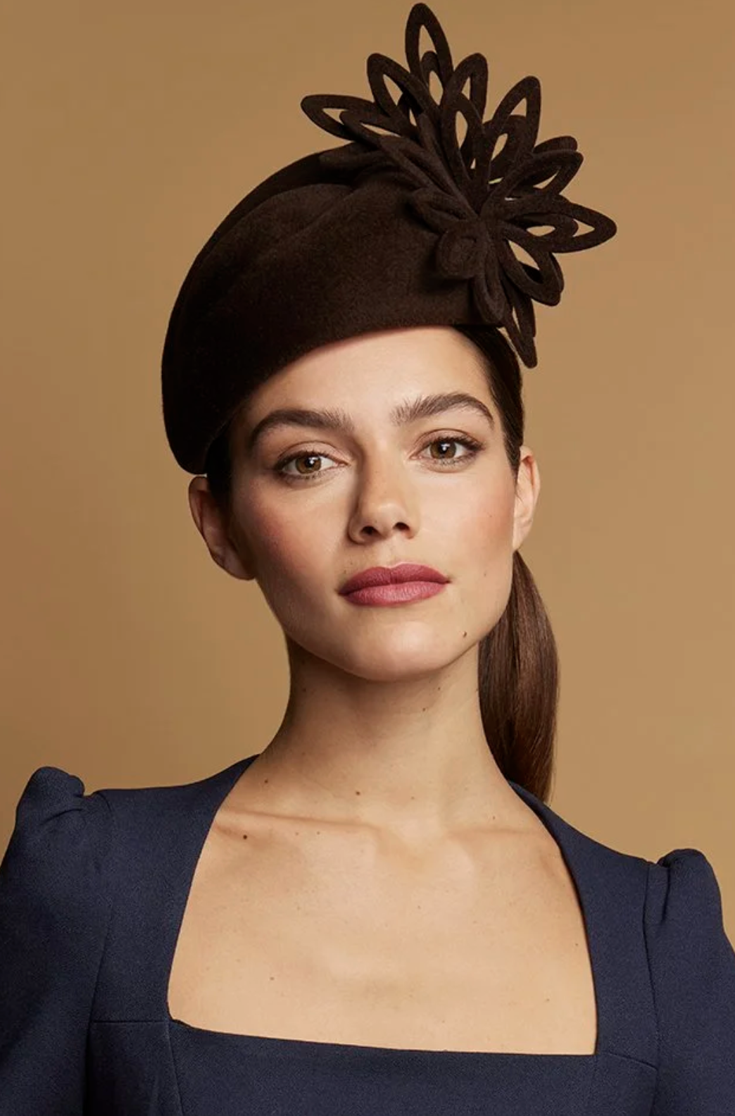 Juliette Botterill Peachbloom Felt Percher Hat