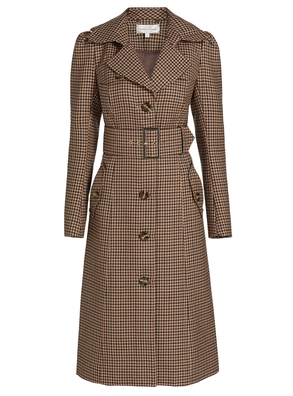 Cara Cara Charlie Houndstooth Wool Trench Coat