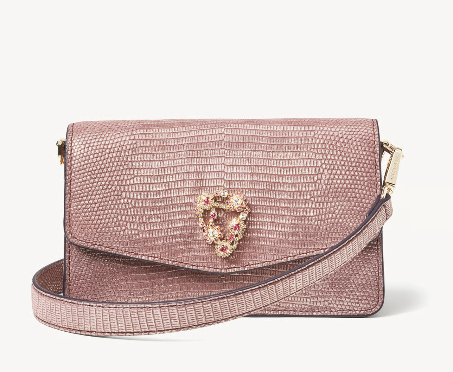 Aspinal of London Eliza Clutch in Cassis Lizard