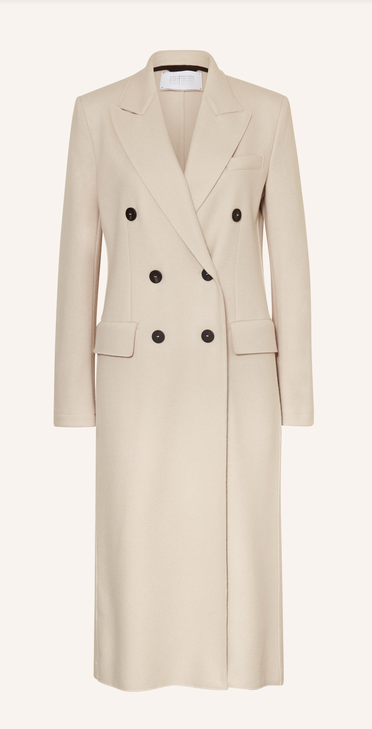 Harris Wharf London Long Double-Breasted Coat in Bottle Green