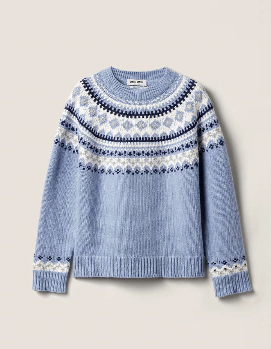Miu Miu Fair Isle Wool Crew-neck Sweater