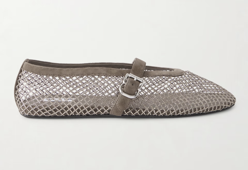 Alaïa Crystal-embellished Mesh Ballet Flats