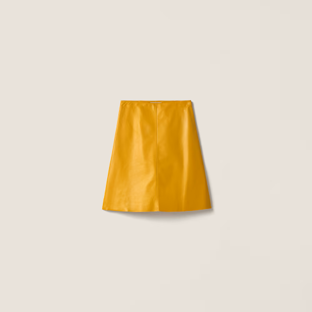 Miu Miu Nappa Leather Skirt in Sunny Yellow.png