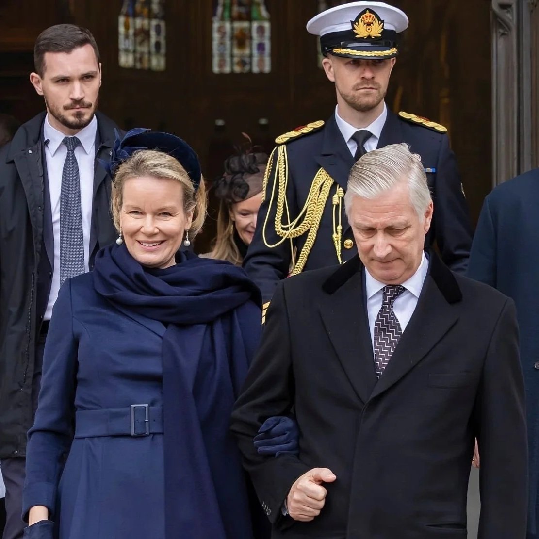 King Philippe and Queen Mathilde attend Pontifical Mass at Cathedral of St. Michael and St. Gudula