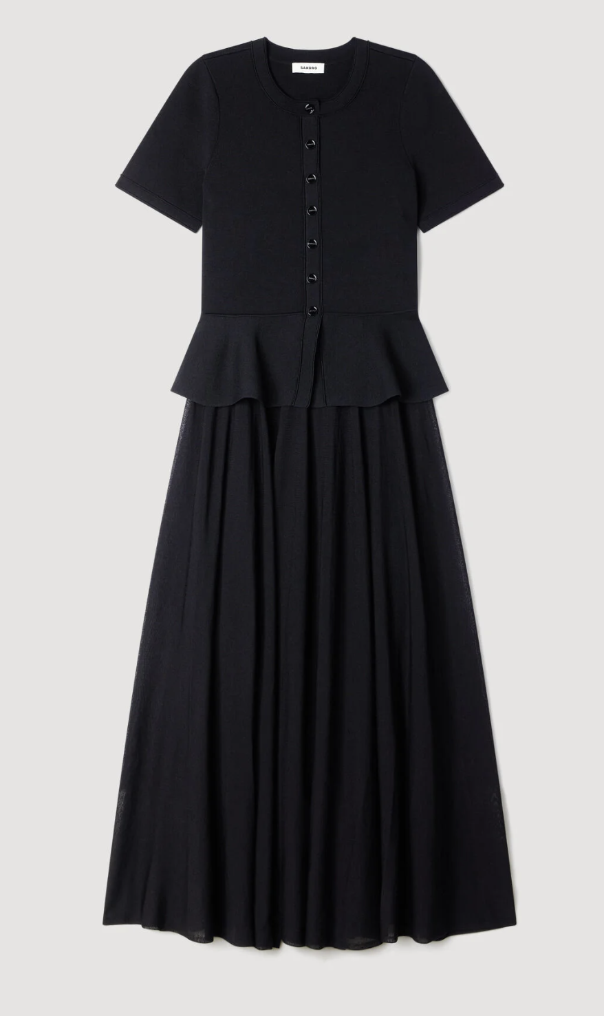 Sandro Peplum Knit Maxi Dress