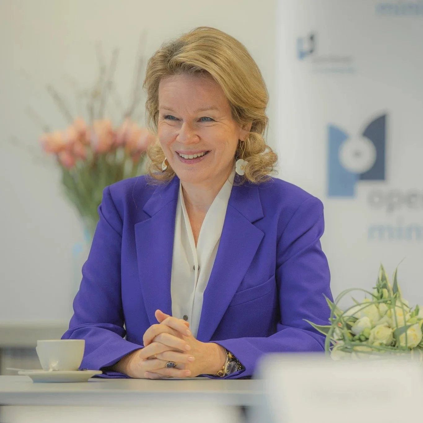 Queen Mathilde attends meetings on domestic violence
