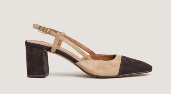Jonak Dhapop Heeled Slingbacks in Dark Brown and Camel