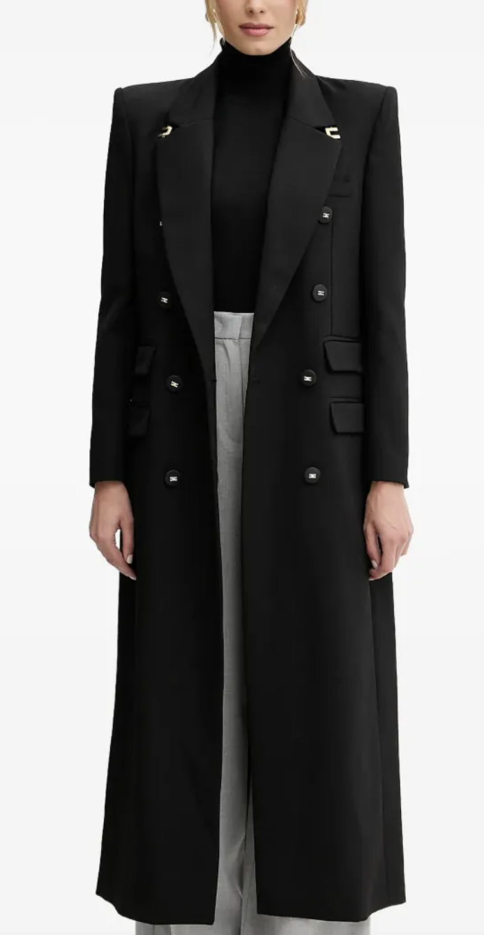 Elisabetta Franchi Double-Breasted Logo Button Coat