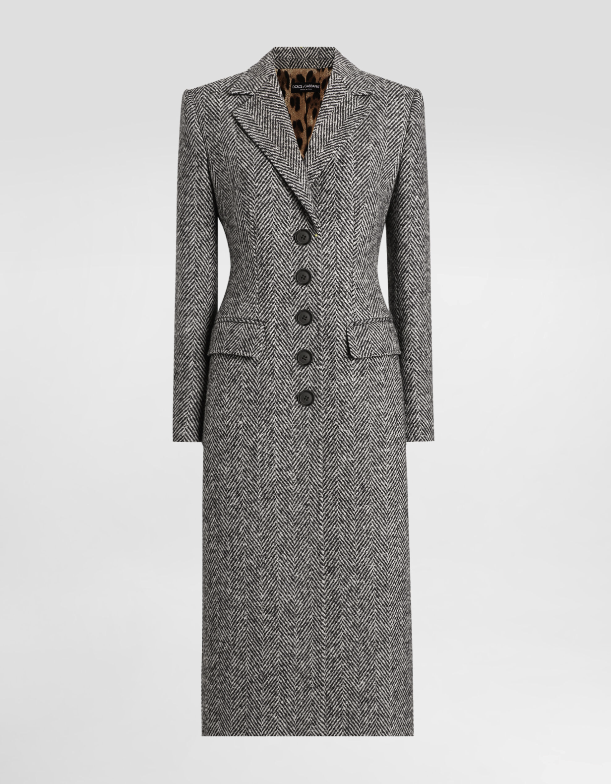 Dolce &amp; Gabbana Single-Breasted Coat in Wool Chevron
