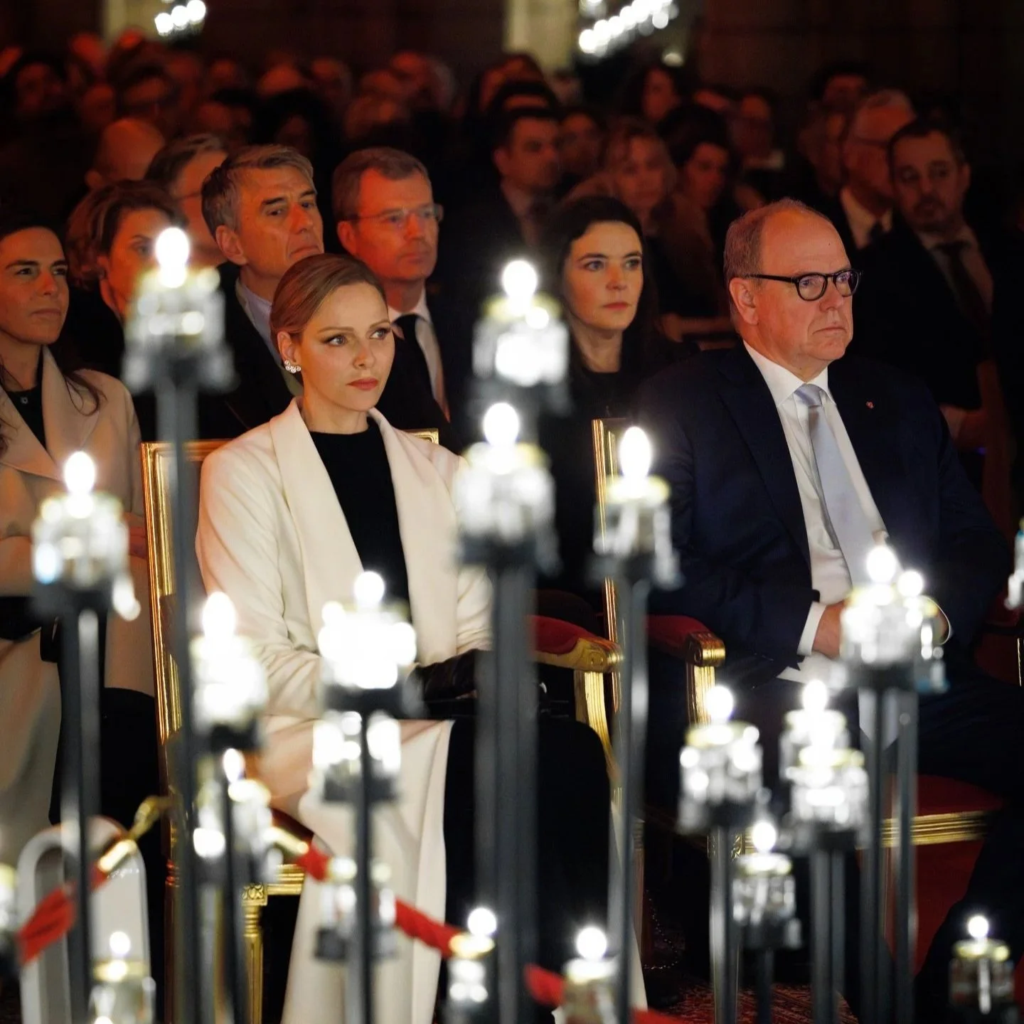 Prince Albert and Princess Charlene attend candlelit spiritual concert 