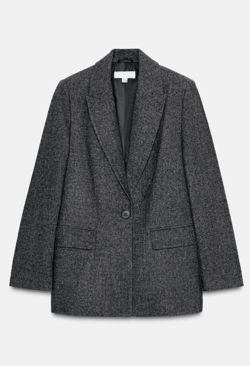 Zara Herringbone Wool Blazer
