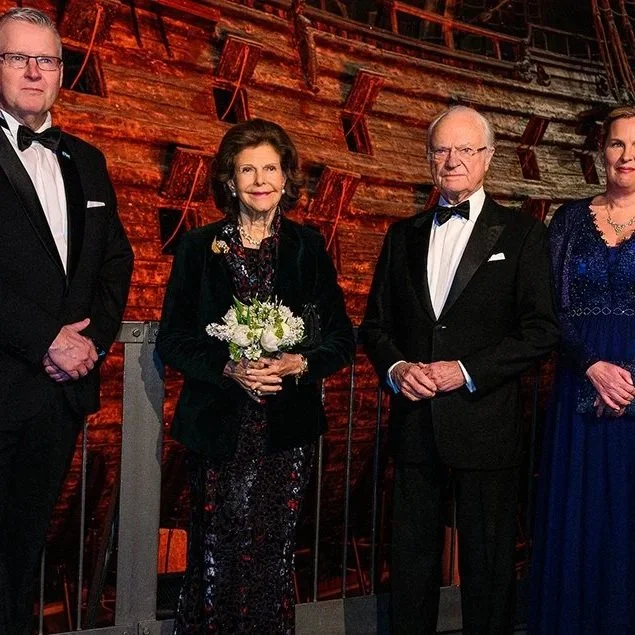 King Carl Gustaf and Queen Silvia attend Vasa Museum dinner