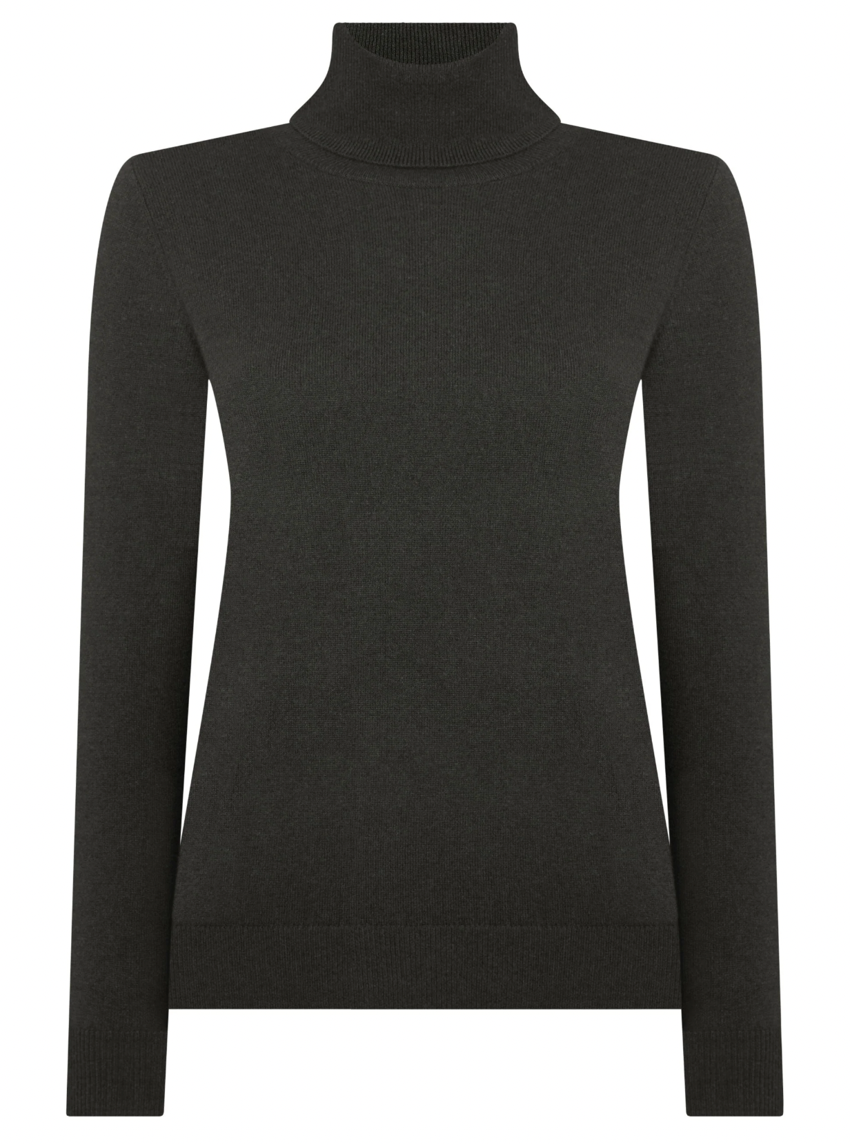 N.Peal Luna Roll Neck Cashmere Jumper in Arabica Khaki Green