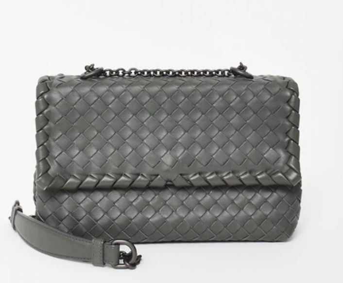 Bottega Veneta Baby Olimpia Intrecciato Shoulder Bag in Grey