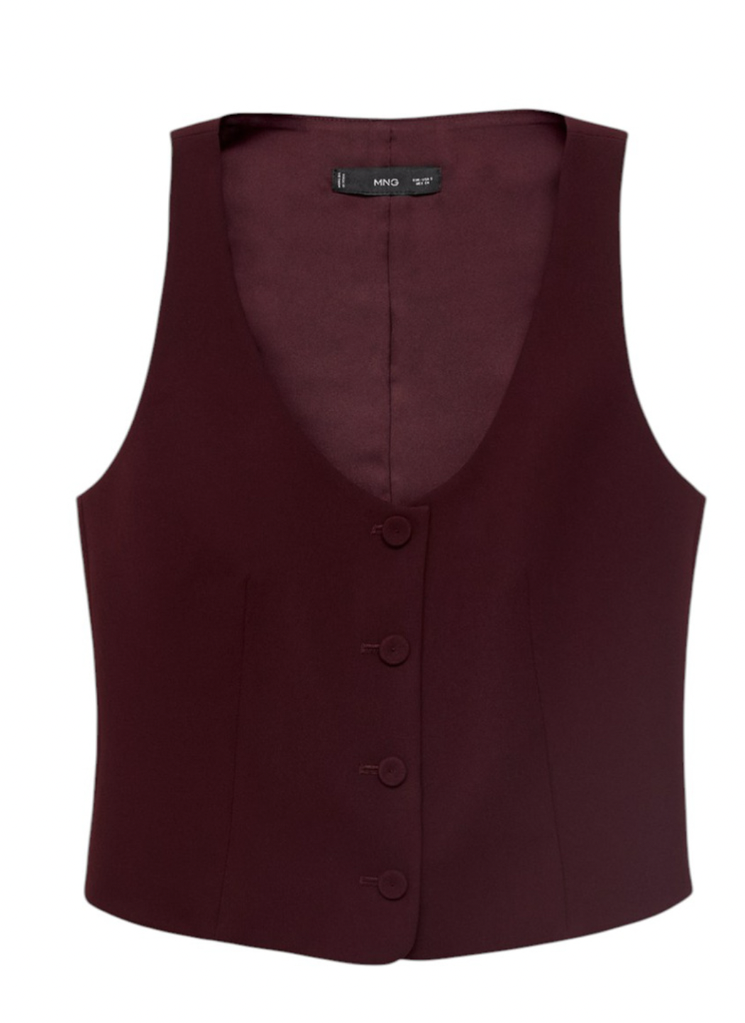 Mango Suit Waistcoat with Buttons in Maroon