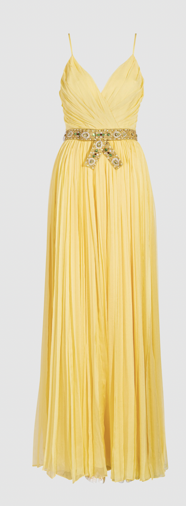 Christian Dior Pleated Gown with Jeweled Belt in Black