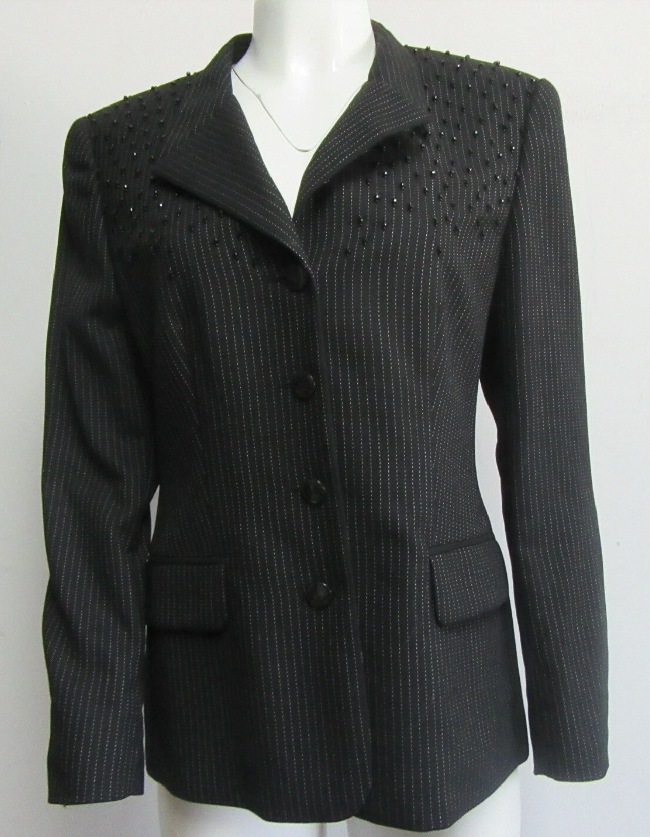 Escada Striped Blazer with Jewel Detail