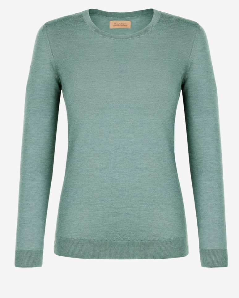 Falconeri Round-Neck Ultrafine Cashmere Jumper in Green