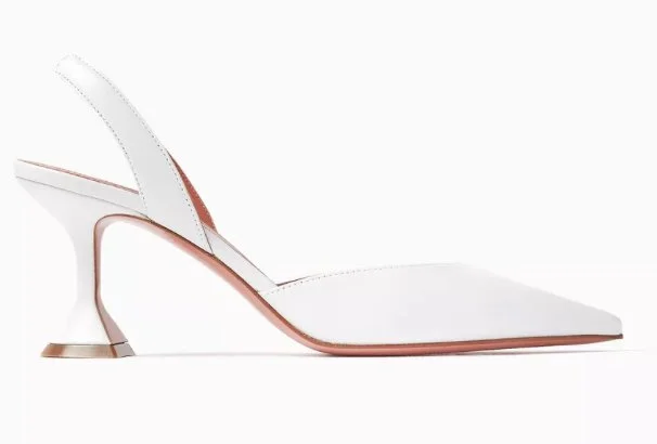 Amina Muaddi Holli 70 Slingback Pumps in White Nappa Leather