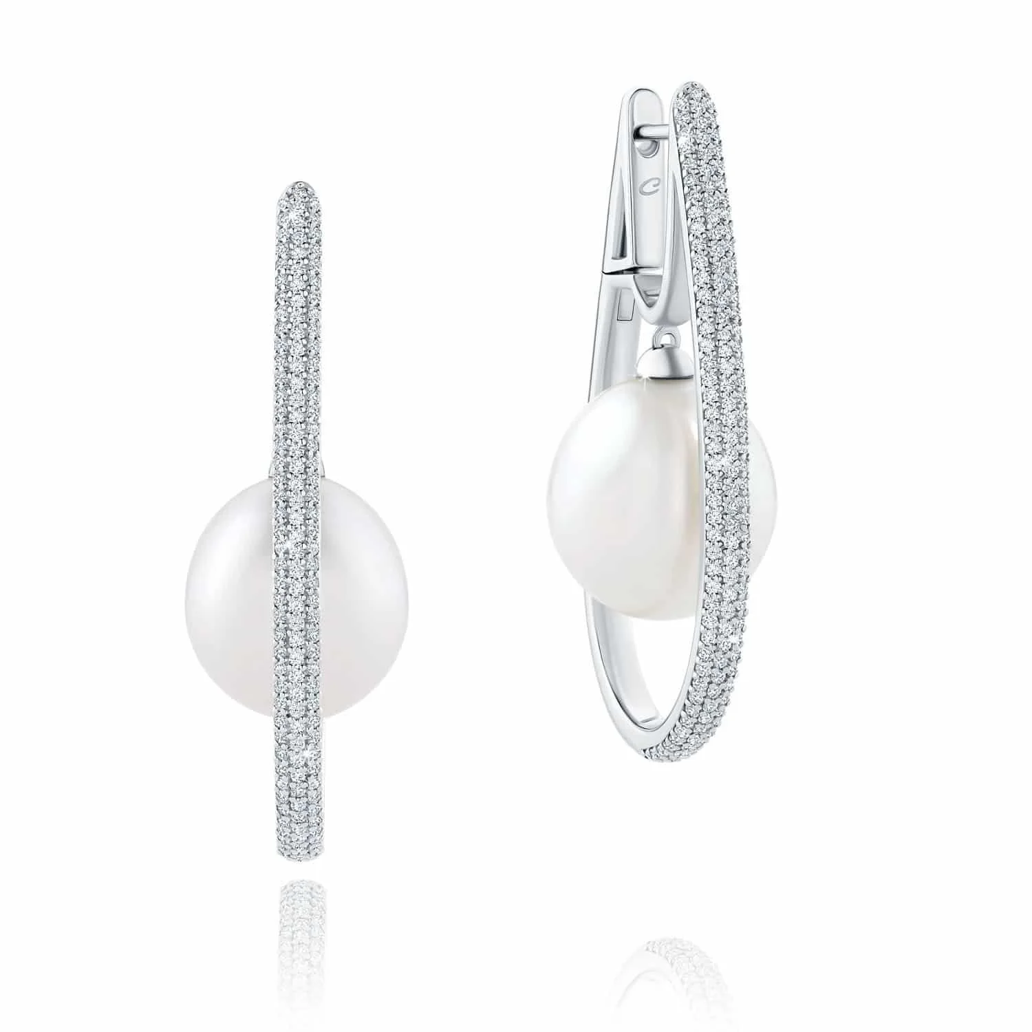Calleija Petite Luli 18ct White Gold 10mm South Sea Pearl & Diamond Earrings.jpg