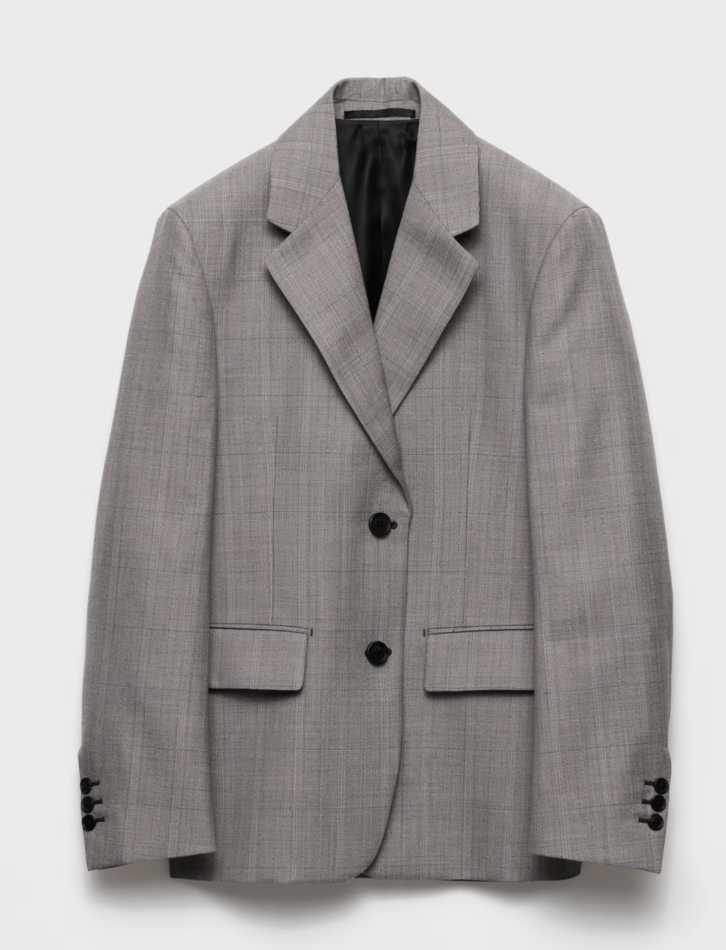 Prada Single-Breasted Checked Grisaille Jacket