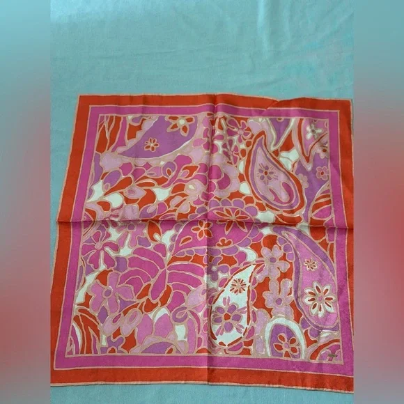 Jim Thompson Elegant Pink and Orange Floral Scarf
