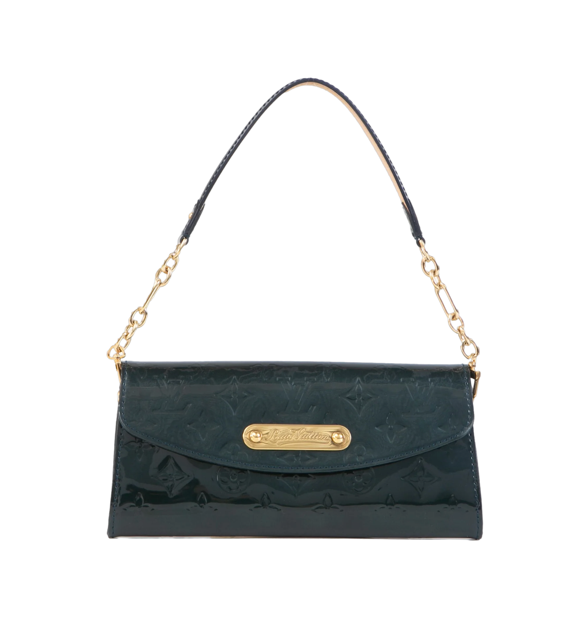 Louis Vuitton Sunset Boulevard Clutch in Dark Green Patent