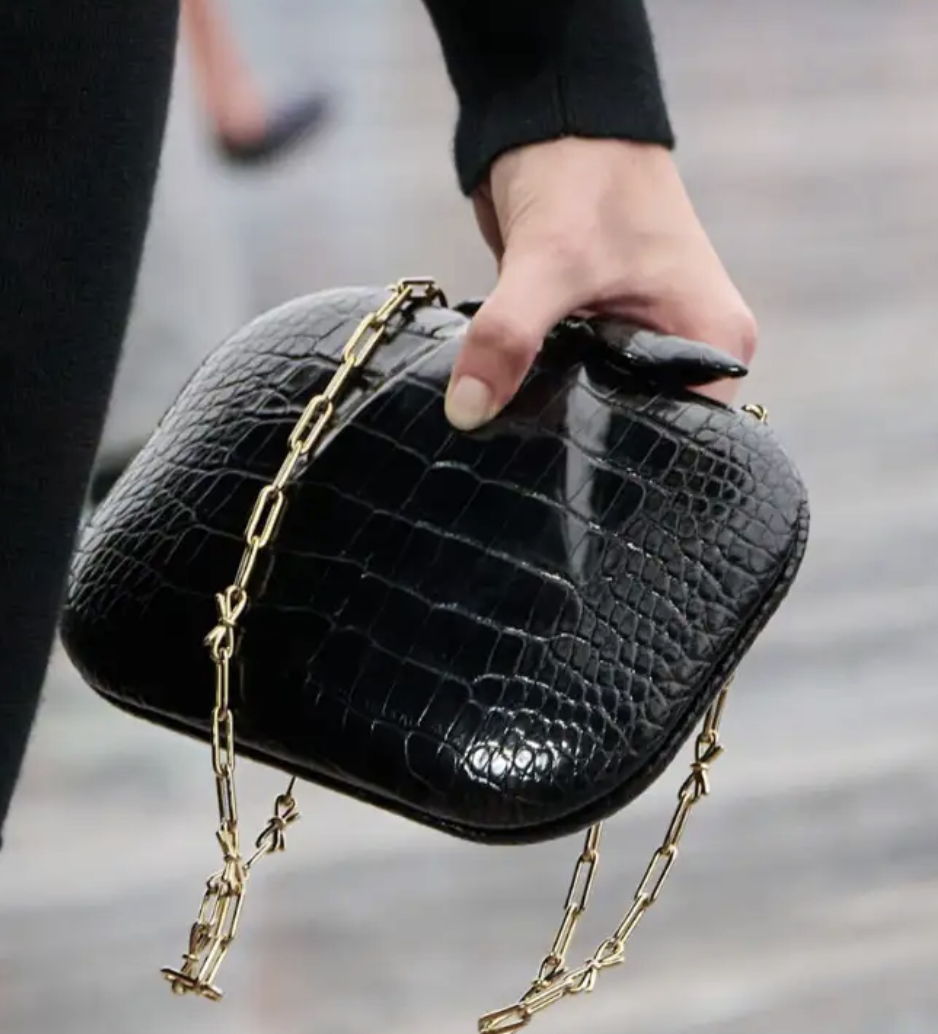 Christian Dior Structured Hard-Shell Clutch in Black