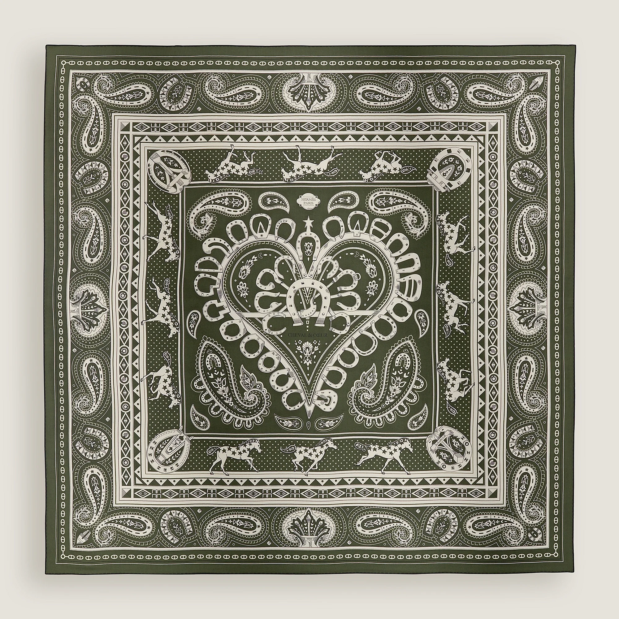 Hermes Cheval de Coeur Bandana Shawl 