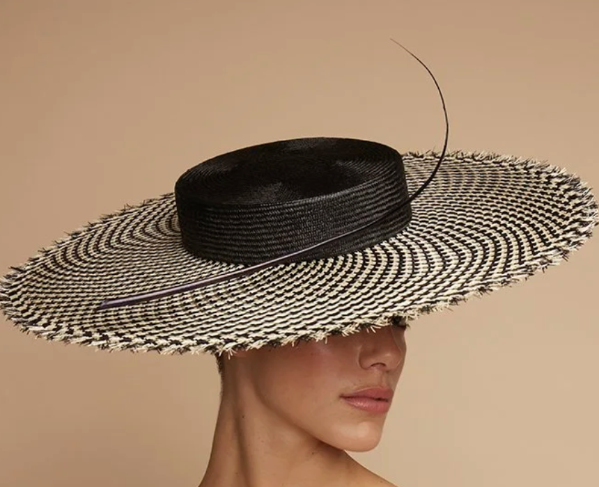 Juliette Botterill Houndstooth Straw Boater