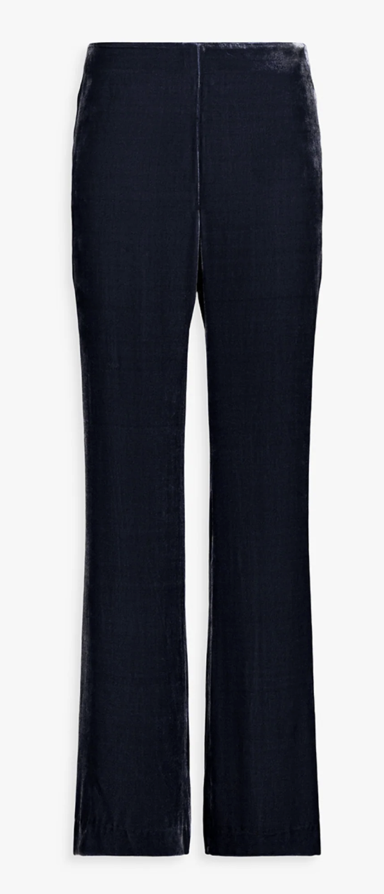 Apostrophe Velvet Flared Pleated Trousers