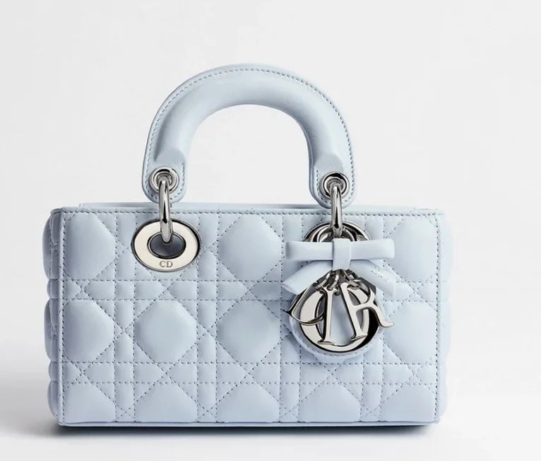 Christian Dior Mini Lady D-Joy Bag in Ice Blue Cannage Lambskin