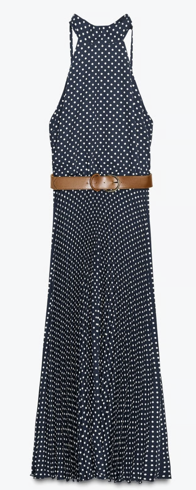Zara Polka Dot Halter Midi Dress