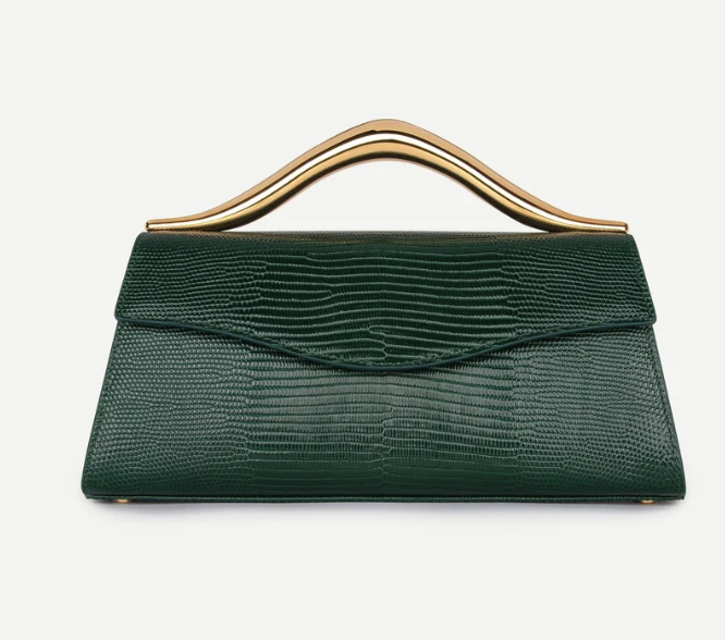 Elie Saab The Petit Wave Bag in Emerald Embossed Lizard Leather