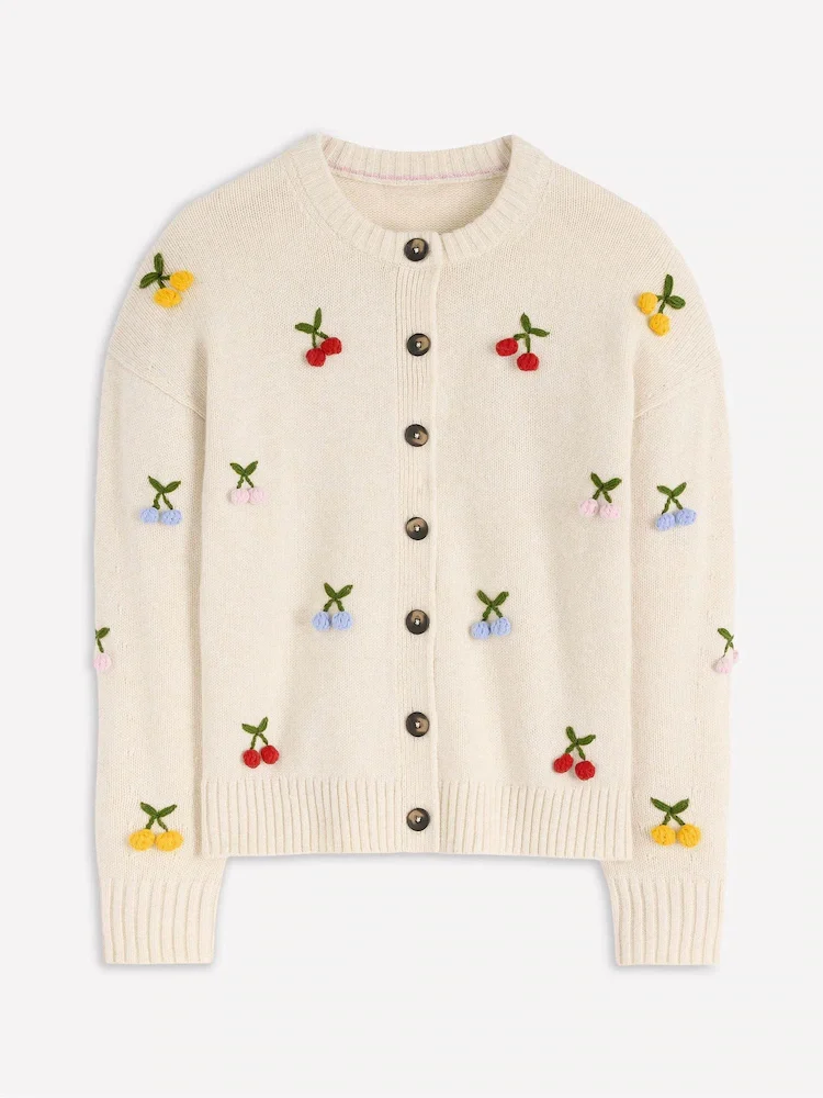 Boden Natural Natalie Embroidered Cardigan