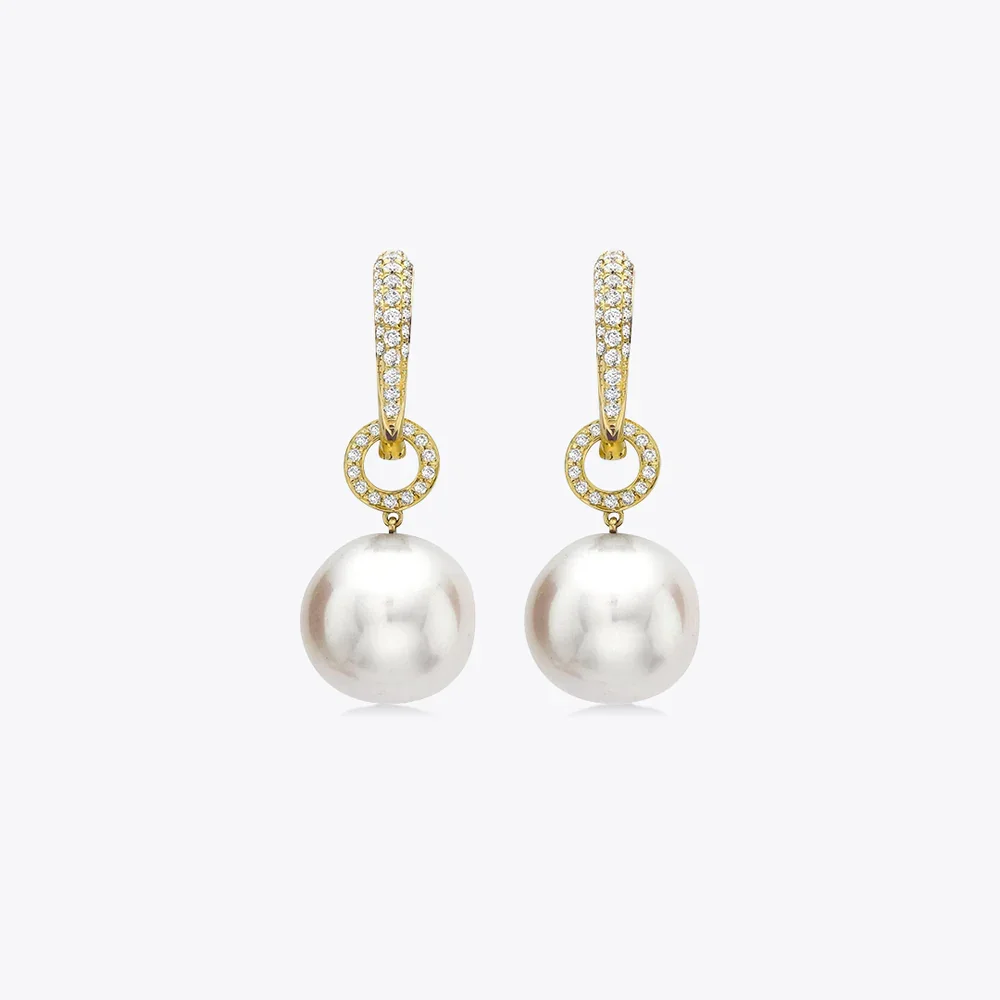 Kiki McDonough Pearl and Diamond Loop Earrings
